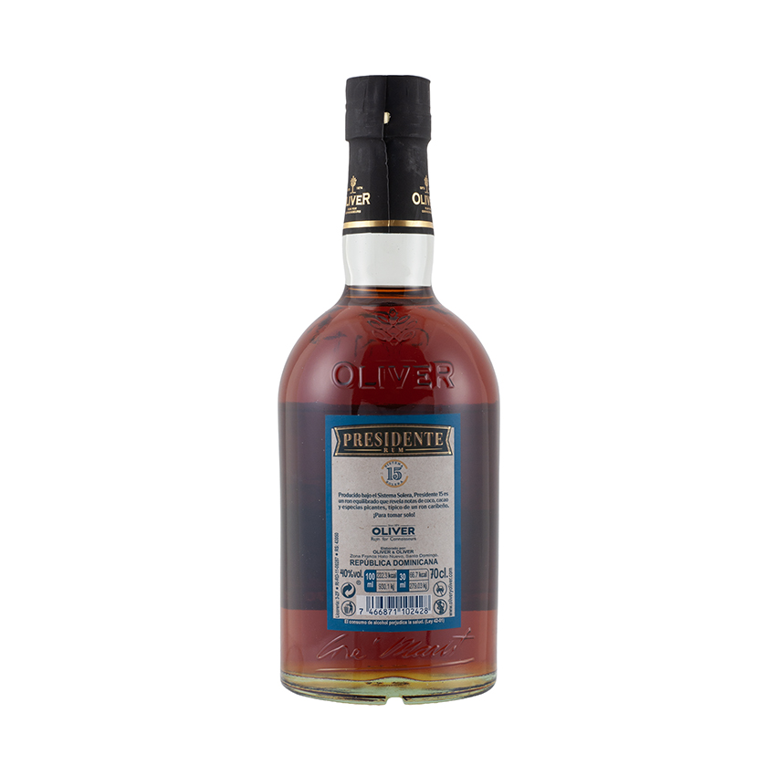 PRESIDENTE Brauner Rum - 15 Años Ron Artesanal, 700ml, 40% vol