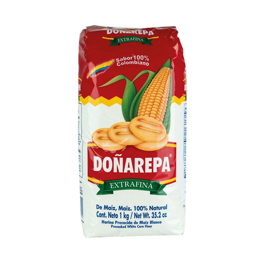 DOÑAREPA Vorgekochtes weißes Maismehl - Harina Precocida de Maíz Blanca,  1kg