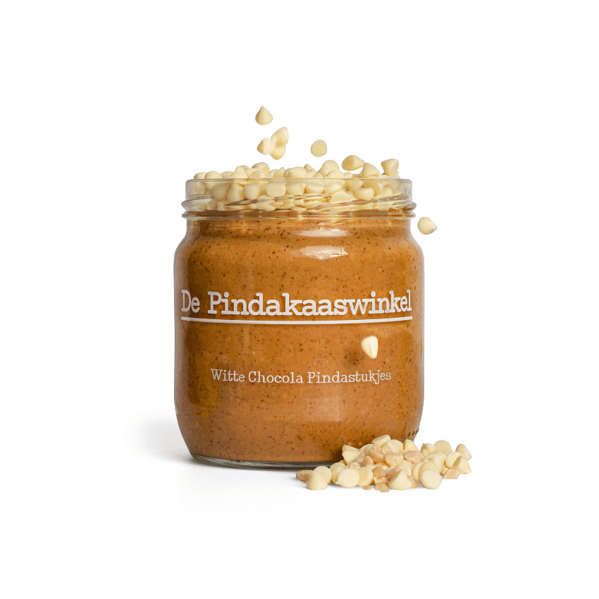 DIE PINDAKAASWINKEL Erdnussbutter Weiße Schokolade, 400g