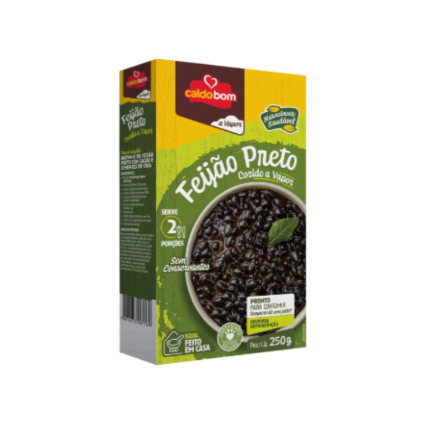 CALDO BOM Frijoles Negros al Vapor - Feijão Preto Cozido a Vapor, 250g