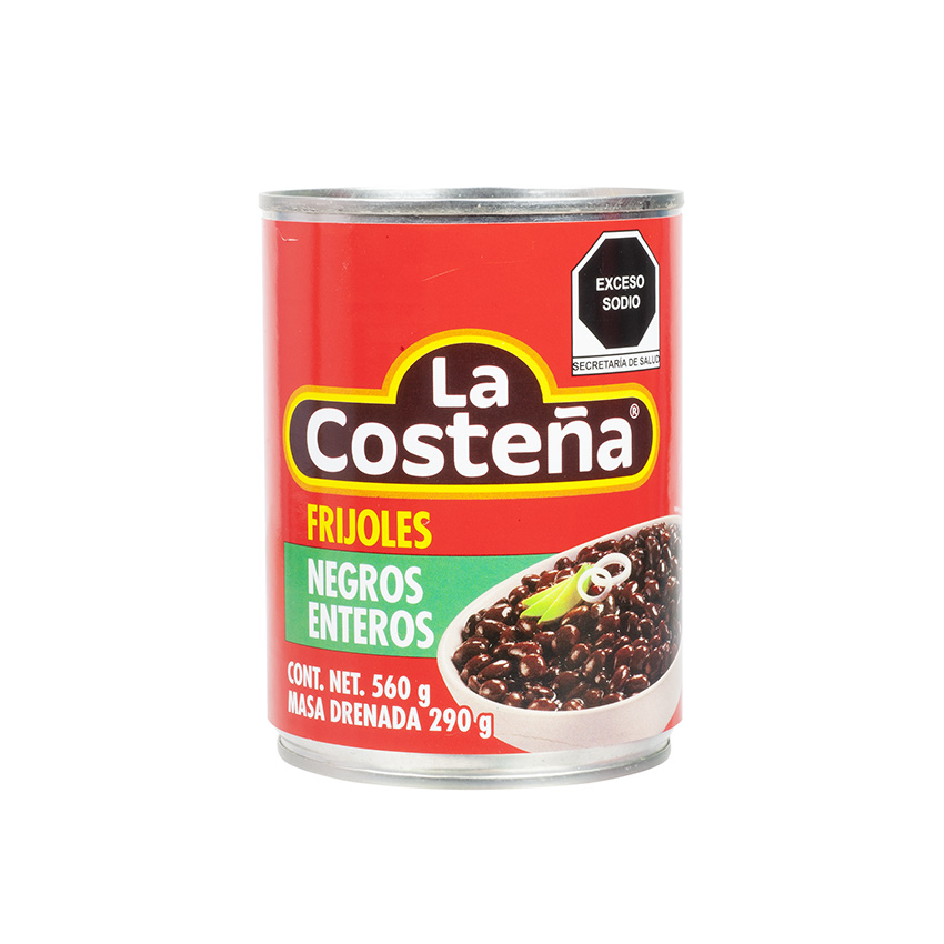 LA COSTEÑA Ganze Schwarze Bohnen - Frijoles Negros Enteros, 560g - Abtropfgewicht 290g