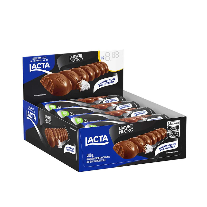 LACTA Schokoriegel mit Cashewnuss - Diamante Negro, Display 336g (12 x 28g)