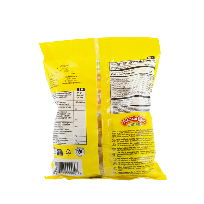 TROPICAL GOURMET Plantain Chips -  Chips de Platanos Verdes (Lightly Salted), 85g