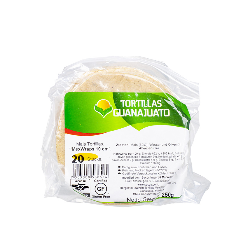 GUANAJUATO MexWraps - Tortillas de Maíz, Ø 10cm, 250g