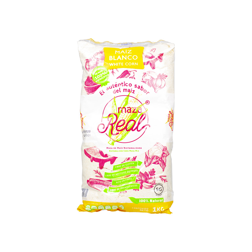 MAZA REAL Nixtamalisiertes Maismehl - Masa de Maíz Blanco Nixtamalizado, 1 kg