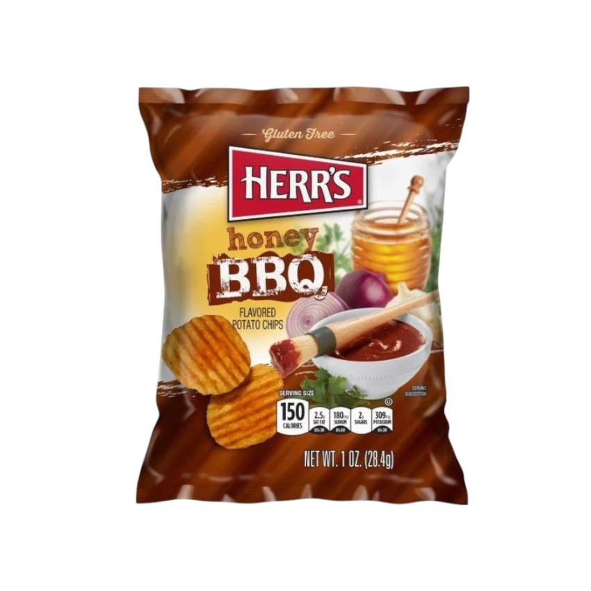 HERR´S Honey BBQ Chips - Bocadillos de Papas Fritas con Miel & BBQ, 28,4g