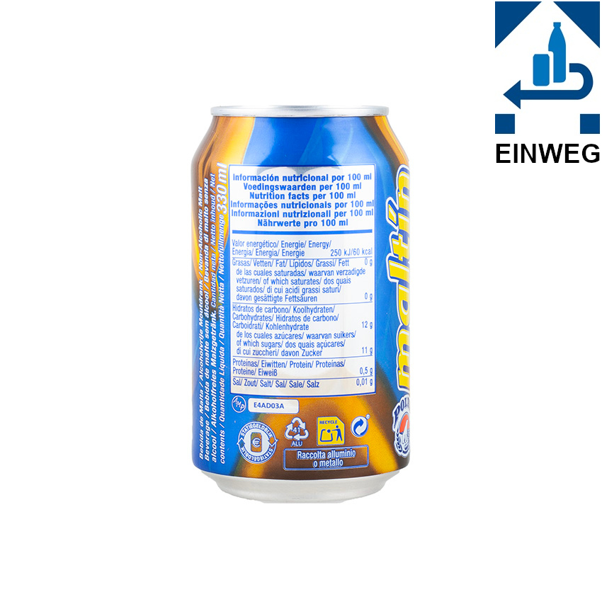 POLAR Malzgetränk Dose - Bebida de Malta -DPG- lata 330ml - MHD 23.10.2026