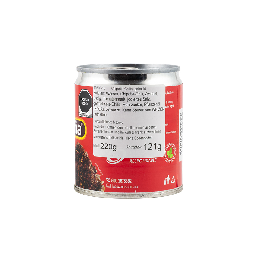 LA COSTEÑA Gewürfelte Chipotle-Chilis - Chipotles Picados, 220g - Abtropfgewicht 121g