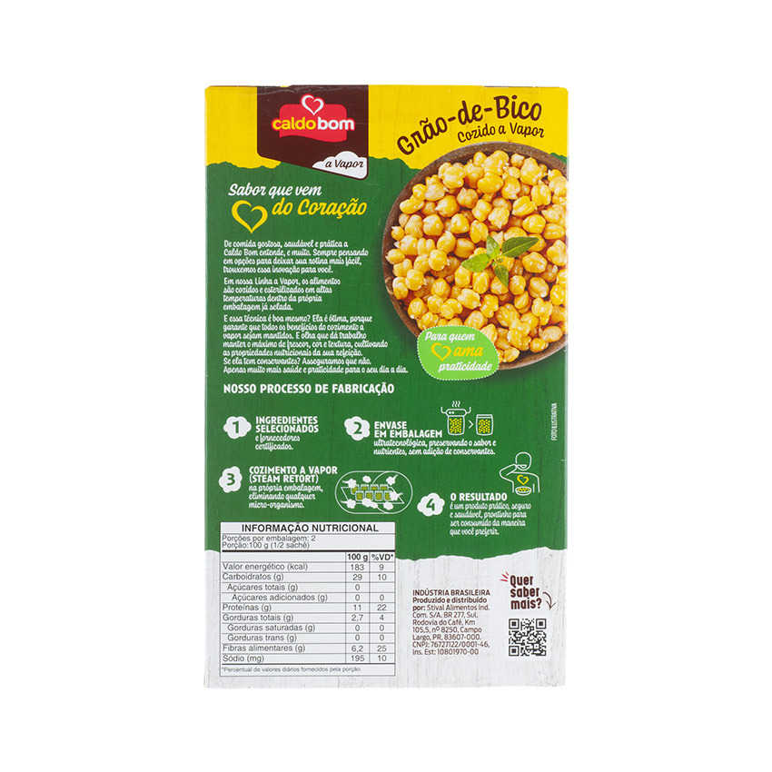 CALDO BOM Garbanzos al vapor - Grão de Bico Cozido a Vapor, 200g