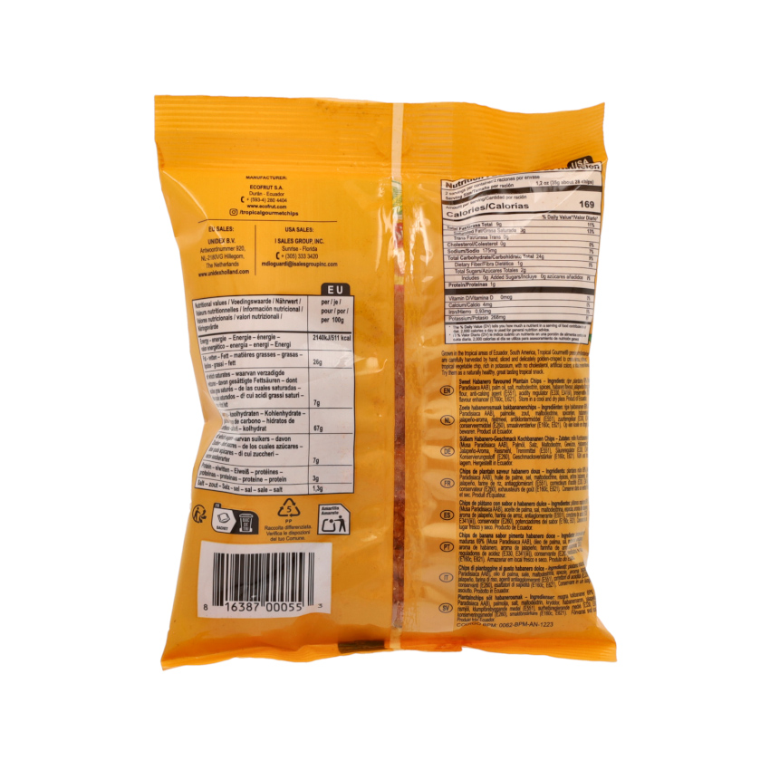 TROPICAL GOURMET Kochbananenchips, Sweet Habanero - Chips de Platanos, Habanero Dulce, 75g