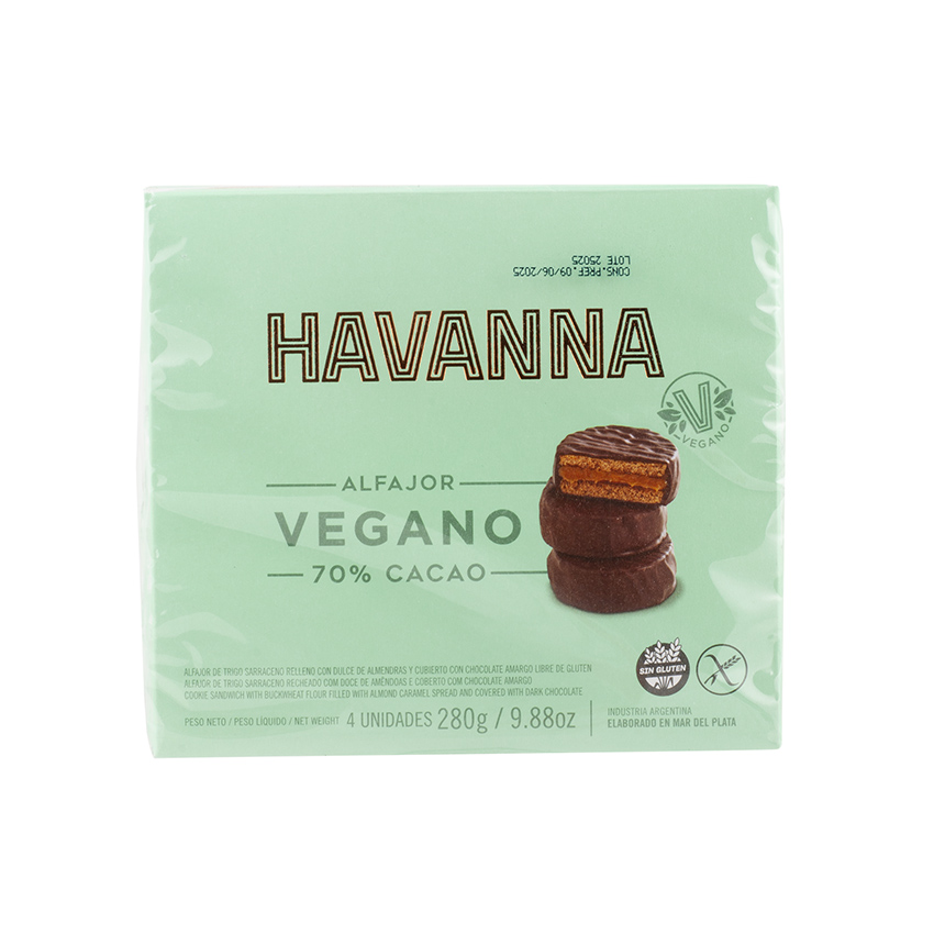 HAVANNA Alfajor Vegano, 70% Cacau - Alfajor Vegano 70% Cacao, 280g