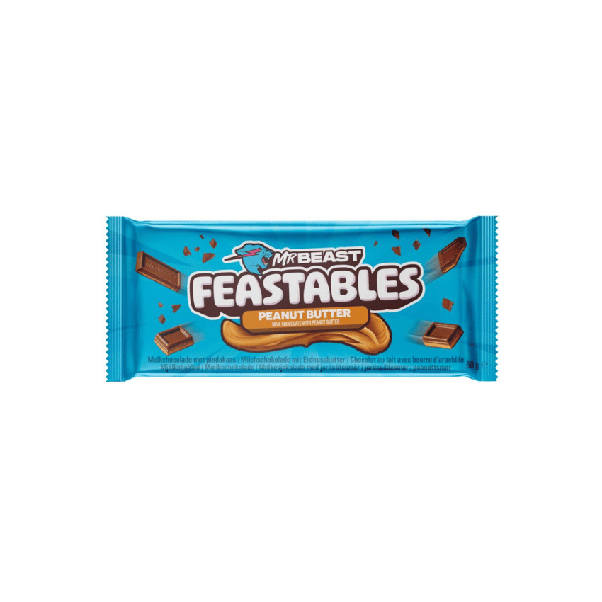 MR BEAST FEASTABLES Peanut Butter Milchschokoladenriegel mit Erdnussbutter, 60g