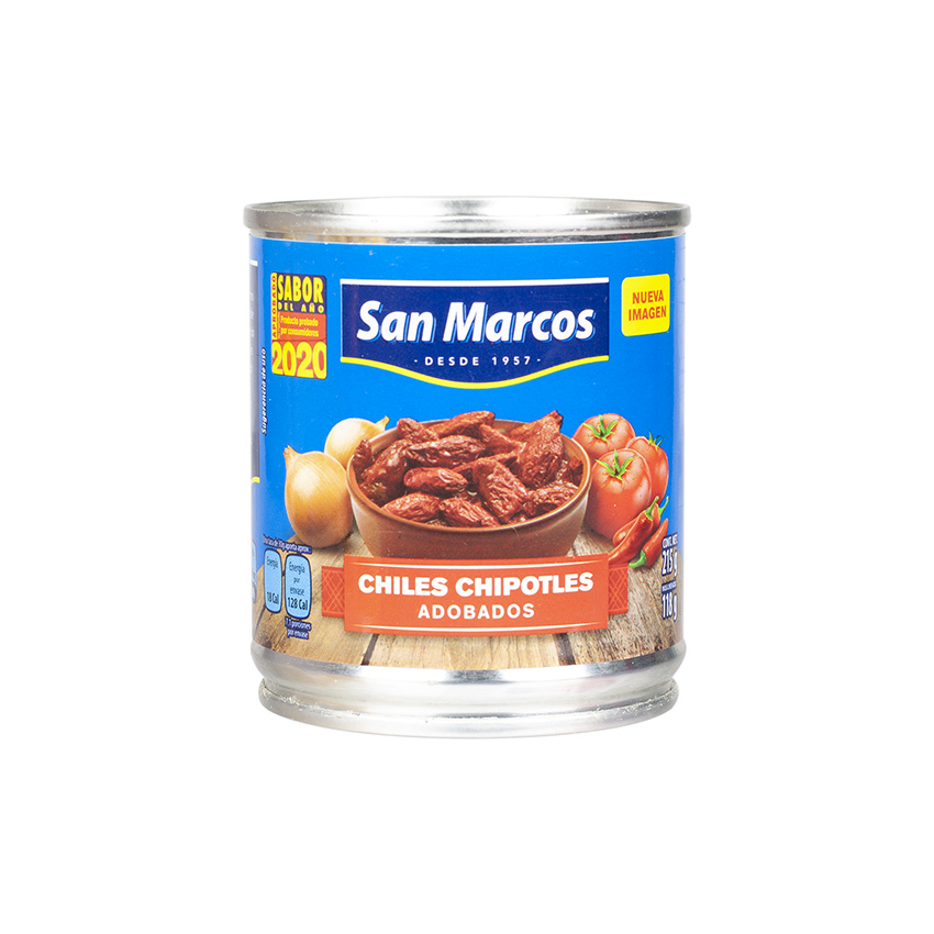SAN MARCOS Ganze Chipotle-Chili in Adobo-Soße - Chiles Chipotle Adobados 215g- Abtropfgewicht 118g
