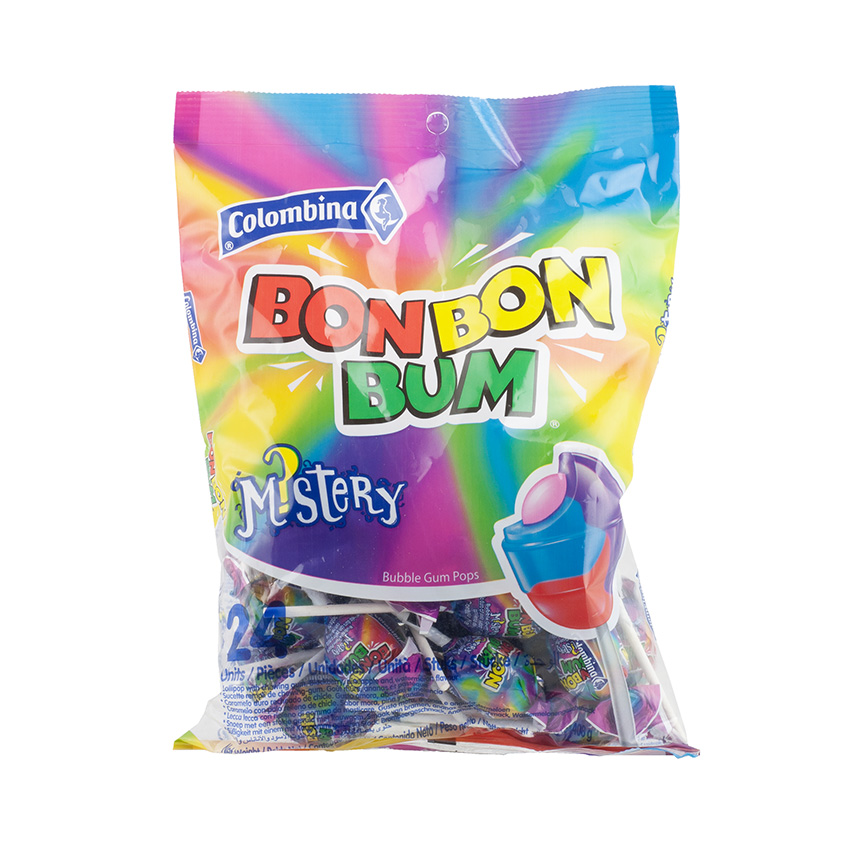 COLOMBINA Bon Bon Bum Mistery - Lutscher Brombeer, Ananas und Wassermelonengeschmack, Pack 408g