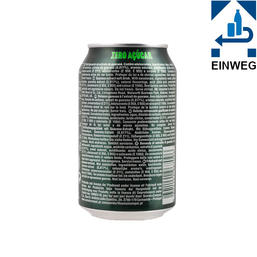 GUARANÁ ANTARCTICA Zero Dose Erfrischungsgetränk --DPG-- Refrigerante Guaraná Zero, Lata 330ml