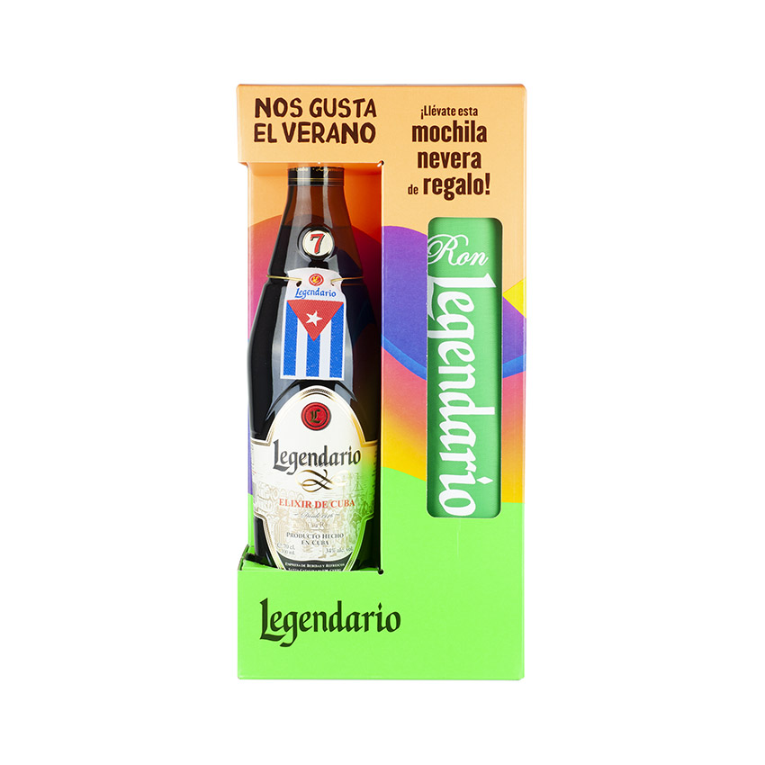 LEGENDARIO Set - Kühltasche - 1 Fl. Elixir Rum-Likör 700ml + 1 Legendario Kühltasche