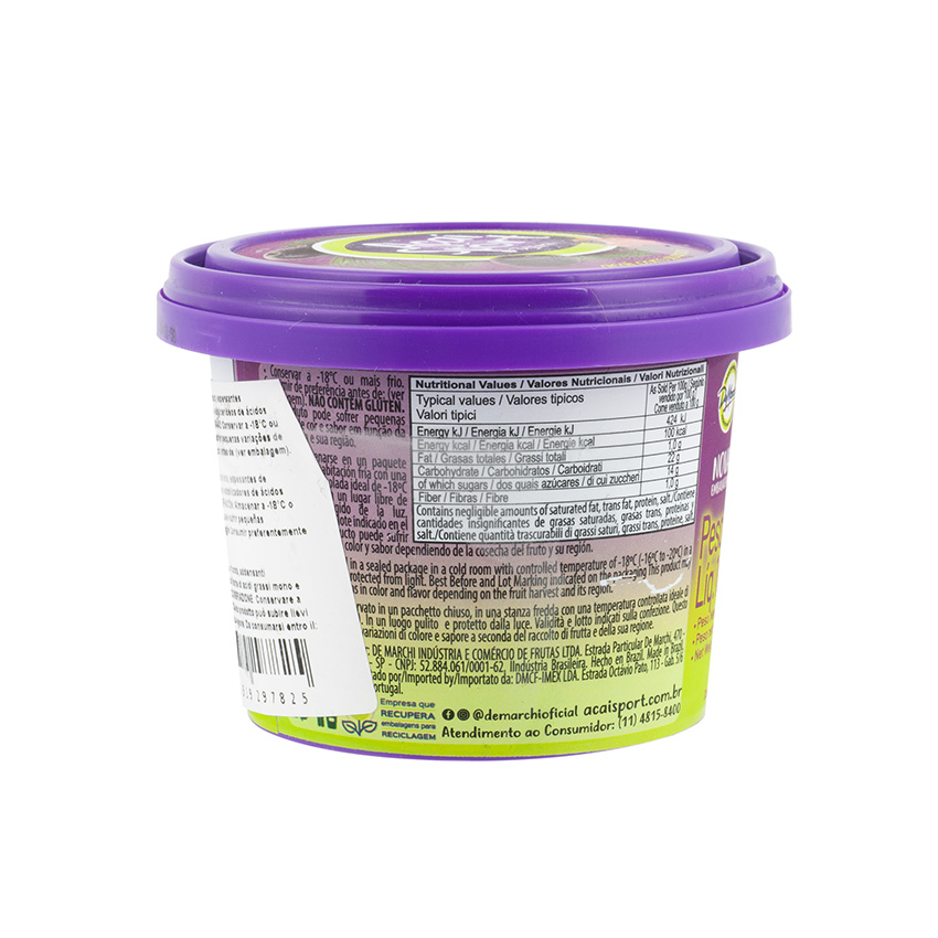 DEMARCHI Açaí Sport - Açaí + Guaraná Congelado, 180g