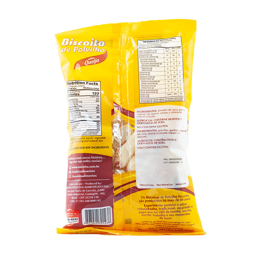 NAZINHA Maniok-Chips mit Käsegeschmack - Biscoito de Polvilho Sabor Queijo, 70g