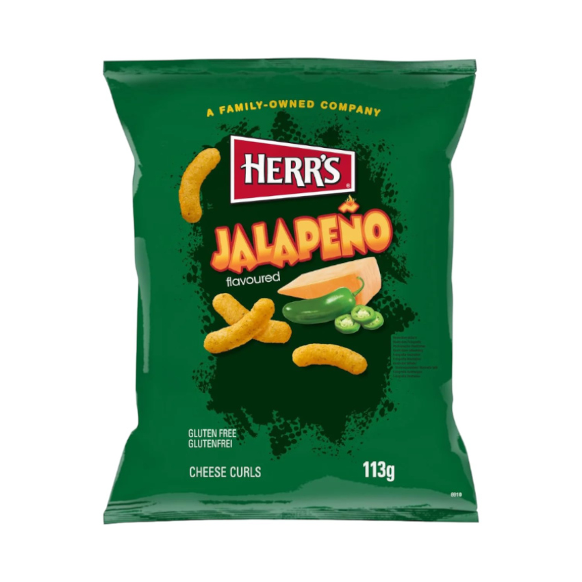 HERR´S Jalapeño Cheese Curls - Flips de Maíz y Queso con Chile Jalapeño, 113g