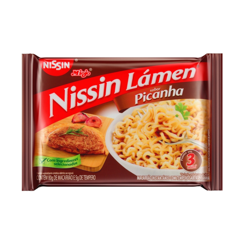 NISSIN Miojo Fideos Inst. Sabor a Picanha - Macarrão Miojo Lámen Sabor Picanha, 85g