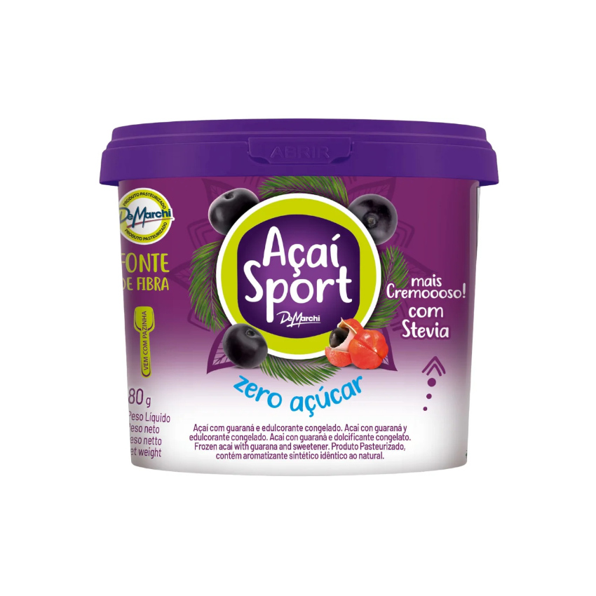 DEMARCHI Açaí Sport Zero Zucker - TK-Produkt - Açaí + Guaraná Congelado sem Açúcar, 180g