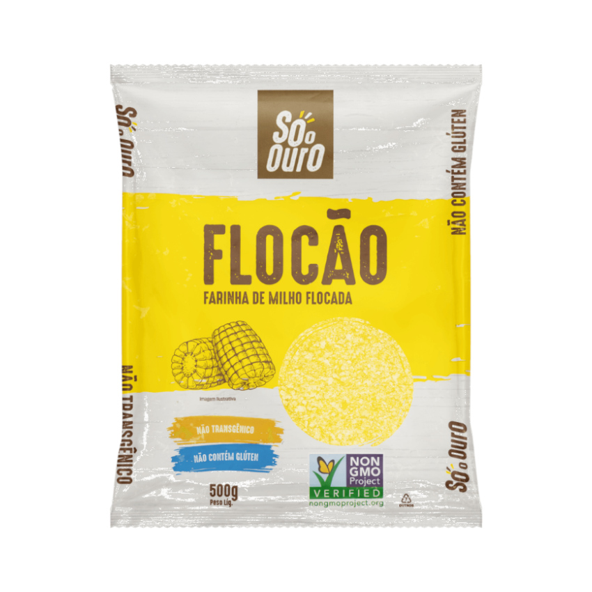 SÓ O OURO Geflocktes Maismehl GMO-frei - Flocão de Milho não Transgenico, 500g