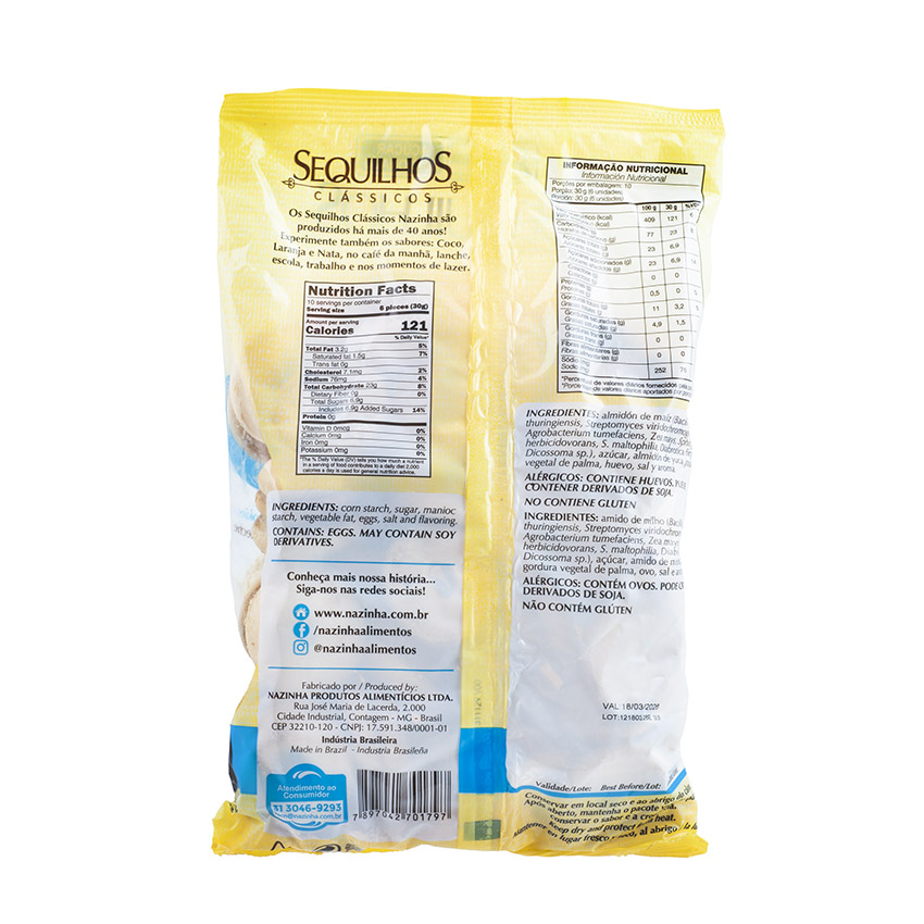 NAZINHA Kekse mit Milchgeschmack - Sequilhos Sabor Leite, 300g