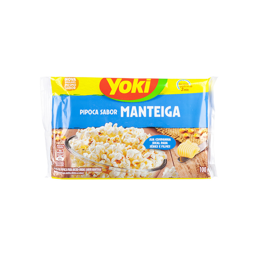 YOKI Mikrowellen-Popcorn mit Buttergeschmack Pipoca para Micro-Ondas Sabor Manteiga 100g