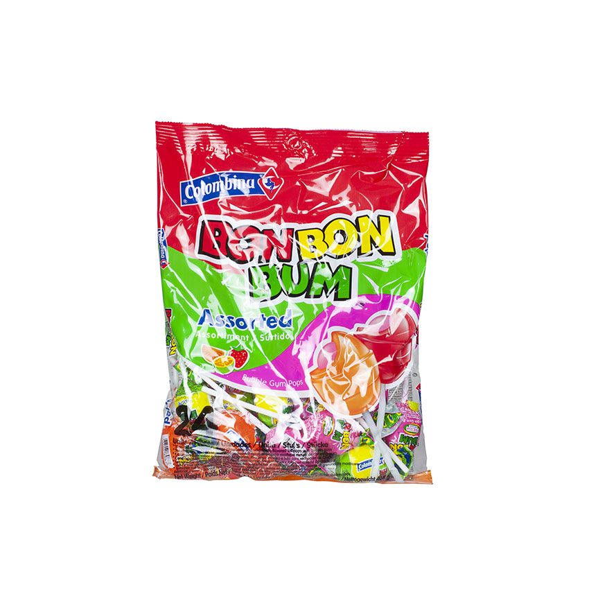 COLOMBINA Bon Bon Bum - Paletas Surtidas Rellenas de Chicle, 408g