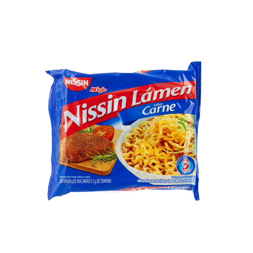 NISSIN Miojo Lámen Fleischgeschmack - Macarrão Miojo Lámen Sabor Carne, 85g