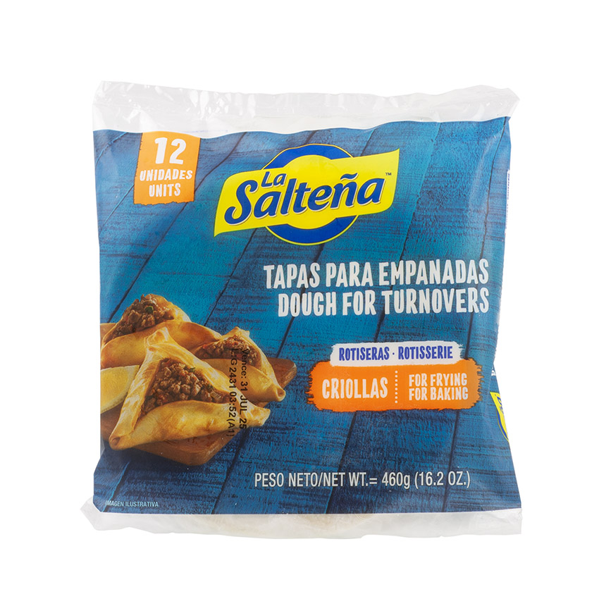 LA SALTEÑA Massa folhada congelada para Empanadas Criollas - Tapas para Empanadas Criollas (Freir/Horno), 460g