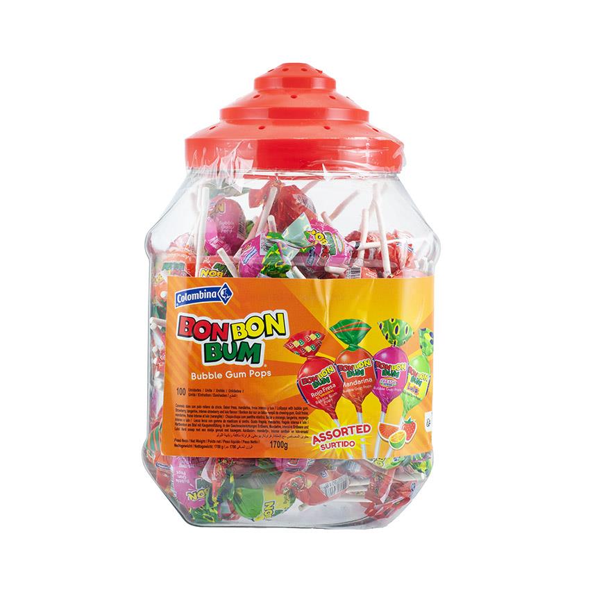 COLOMBINA Bon Bon Bum - Paletas Surtidas Rellenas de Chicle, 1700g