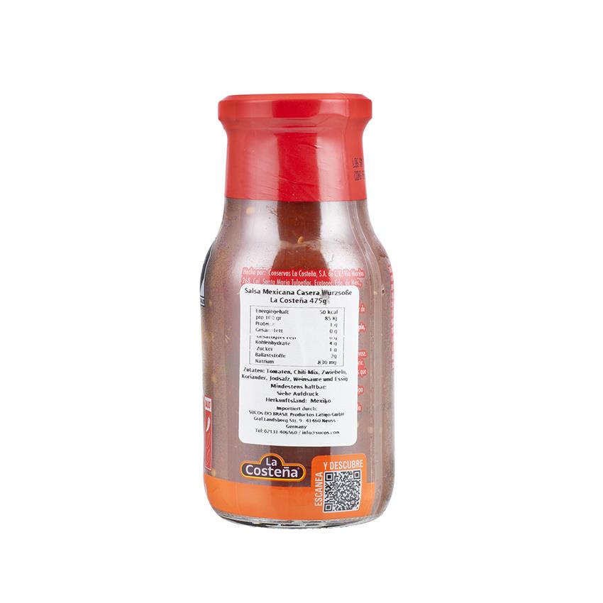 LA COSTEÑA Rote Mexikanische Soße "Casera" - Salsa Mexicana Casera, 475g