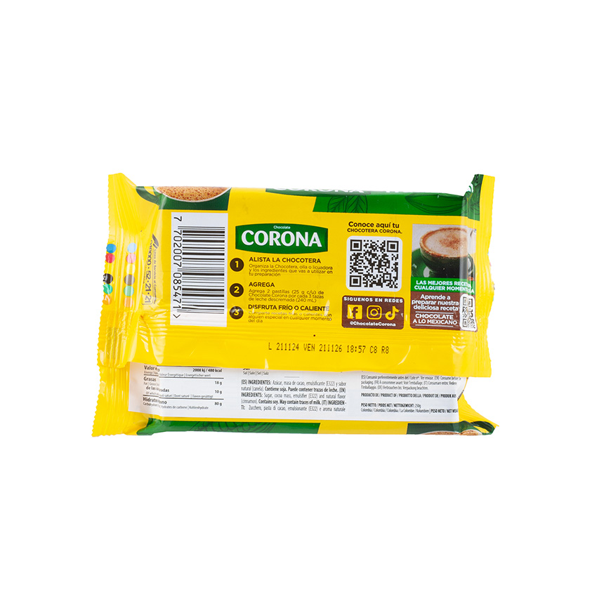 CORONA Drinking Chocolate - Chocolate de Mesa, 200g