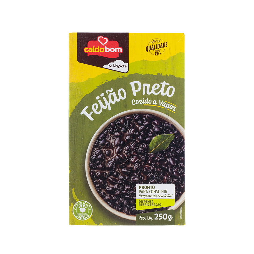 CALDO BOM Frijoles Negros al Vapor - Feijão Preto Cozido a Vapor, 250g