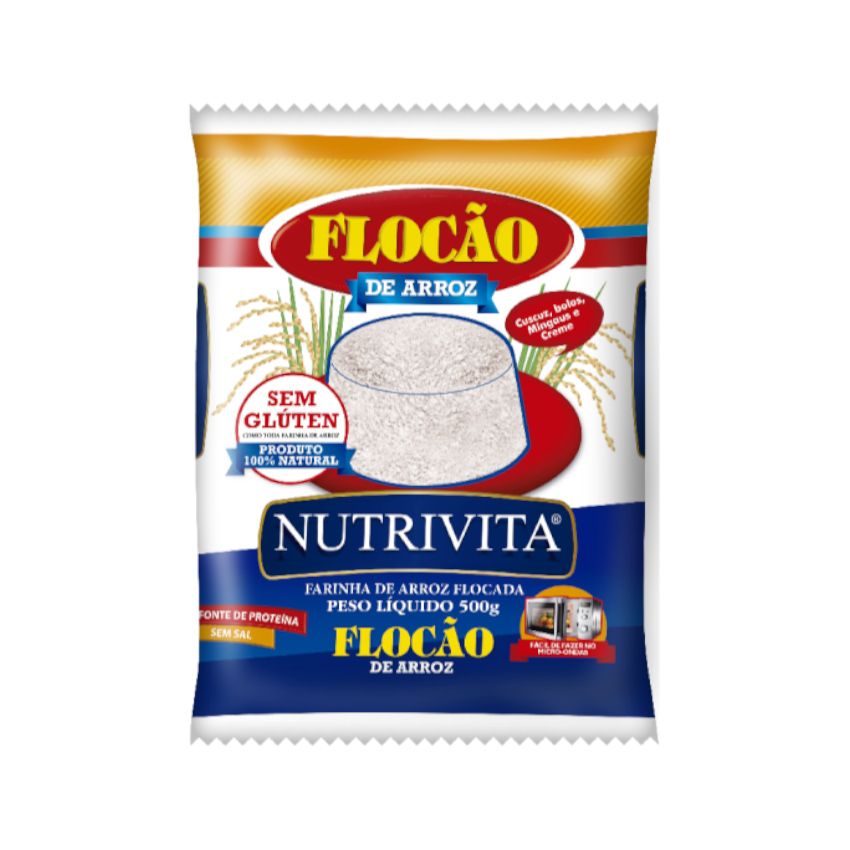 NUTRIVITA Geflocktes Reismehl - Flocão de Arroz, 500g