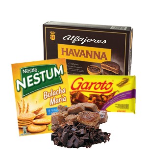Chocolates, salgadinhos e biscoitos